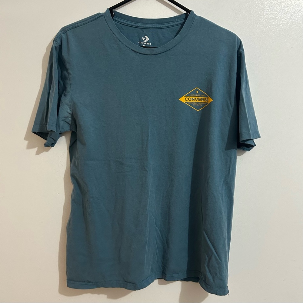 Converse Men Teal UFO T-Shirt Blue Size Medium Short Sleeve Crew Neck
